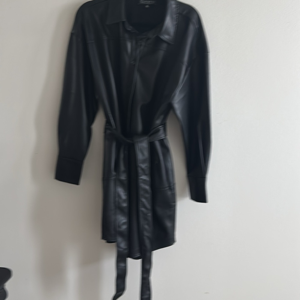 Eloquii  BLACK Faux Leather Shirt Dress  SZ- 18 - Picture 7 of 7